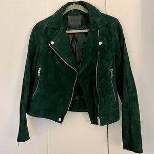 Blank NYC Suede Moto Jacket in Emerald Green